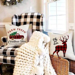 New Farmhouse Buffalo Check Christmas Pillow Cover